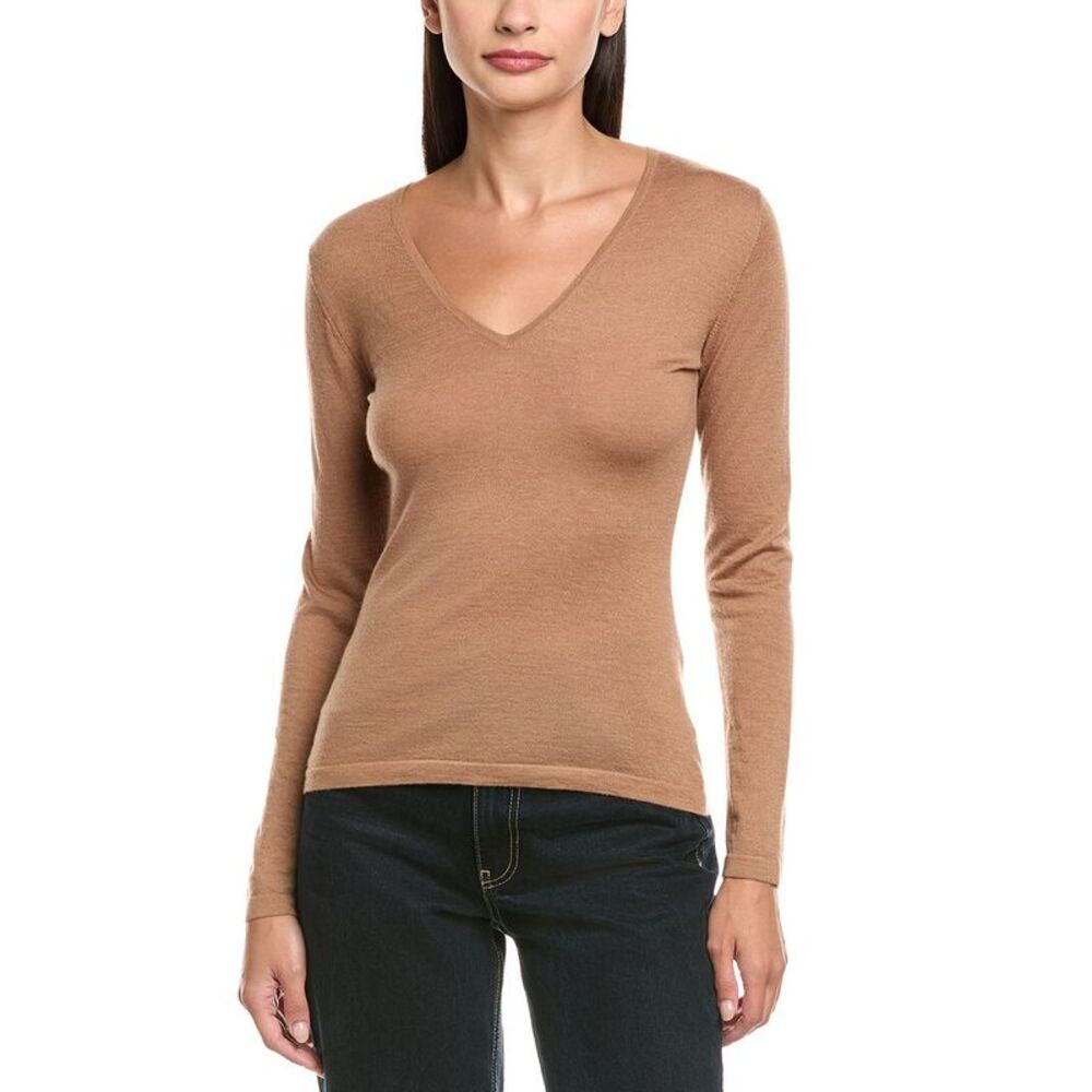 Women's Tan V-Neck Sweater